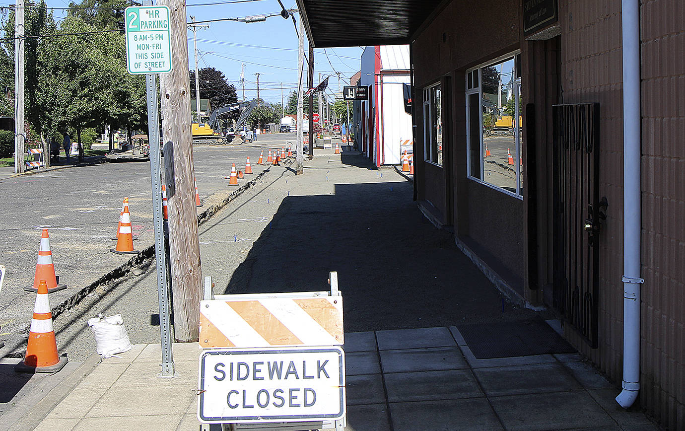 DAN HAMMOCK | TWIN HARBORS NEWSPAPER GROUP                                A look east along Marcy Avenue in Montesano taken July 16. Two blocks between South Main and River Street South have long been a maintenance headache for city street crews and are getting a complete rebuild over the next month or so.