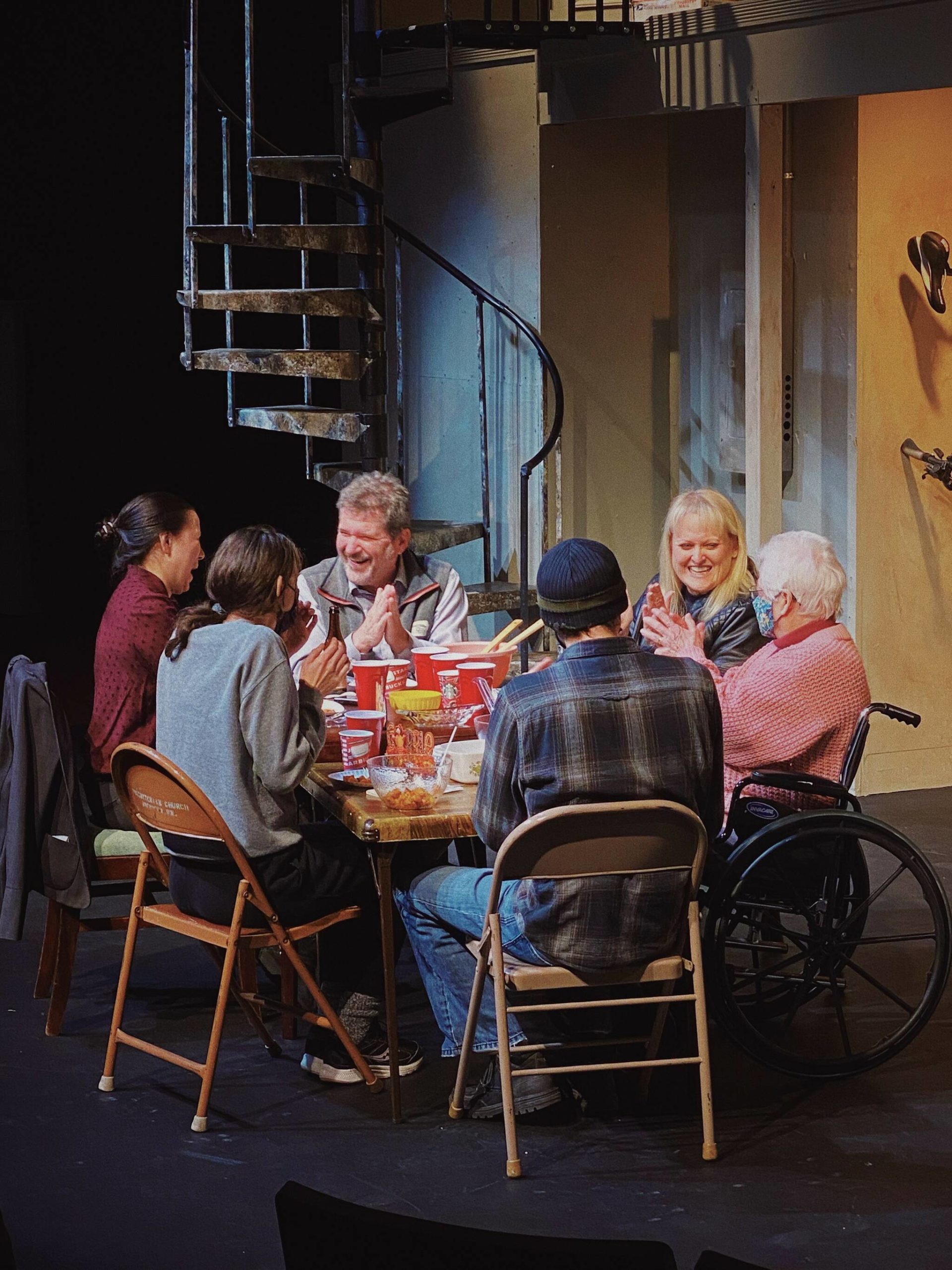 The Driftwood Players perform “The Humans,” a 2016 award-winning Tony play about a family reuniting for Thanksgiving in lower Manhattan. Pictured left to right: Sara Henry, Brittini Mitchell, Gary Morean, Jeff Rockwell, Debbie Scoones, Judy Ball. Photo courtesy of Bri Bonell