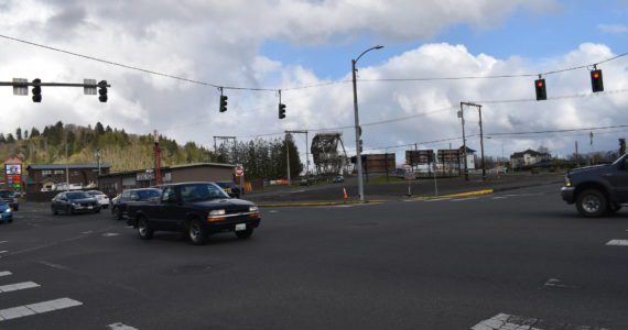 The five-way intersection, which allows traffic to flow from Fuller Way, East Market Street, and F Street, will start to be replaced on Monday, April 18, with a roundabout, which is supposed to add to safety and traffic efficiency in the area. There is some local concern about the project’s affect on business. Matthew N. Wells | The Daily World